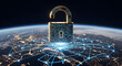 © detiyy - Global network security lock with Earth background