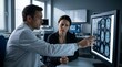 © Naseem - Doctor explaining brain scan to patient with tumor