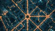 © Sa - Aerial view of a city at night with a circular intersection