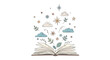 © rapa - Open Book with Leaves and Clouds.