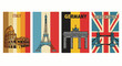 © Buabeh - Vintage postcard art featuring iconic European landmarks and national flags