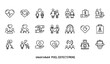 © Ziten - Modern love and charity icon collection with friendship and care outline symbols in 64x64 vector design