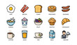 © Cali6ro - Breakfast food icons showing common dishes and beverages