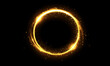 © Sameer - A luminous glowing circular ring consists of bright golden light particles that create a brilliant shimmering effect with dynamic circular motion