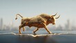 © 69 - Majestic Radiant Bull Sculpture Representing Strength and Prosperity in High-Definition with Beautiful Background and Topaz Shine