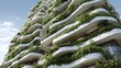 © Image World - Modern apartment building with organic design and flourishing greenery on balconies