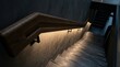 © INT888 - Recessed led strip light stair railing staircase wall light interior dim light modern design concrete wall wooden handrail stair