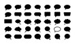 © Mouri - Black speech bubble icons set, 35 comic chat clouds and thought bubbles vector, minimalist talk balloon silhouettes for social media and messaging