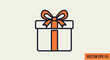 © gudangPIXEL - Simple line art of a white gift box with an orange ribbon and bow