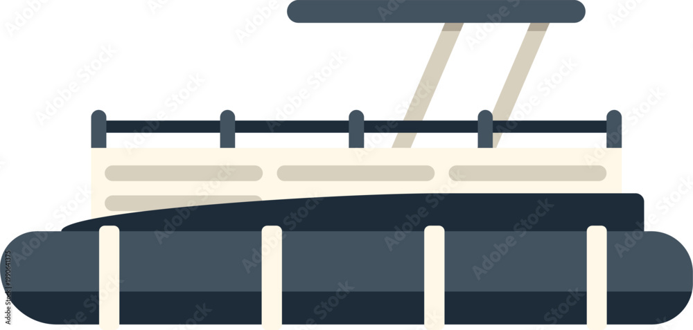 Flat design illustration of a pontoon boat for leisure and recreation ...