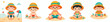 © My_Vector - vector of a little boy sitting on the beach enjoying summer