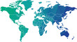 © muhammadsudais - Geometric World Map Vector, Global Continents, Teal Blue Green Gradient vector illustration