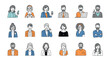 © Lumina - Flat illustration of diverse people icons in various poses and outfits against a clean white background.