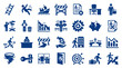 © Iconique Studio - Collection of blue business and finance icons representing challenges risks and solutions in corporate life