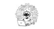 © Abdur - AI Chatbot Assistant with Laptop and Speech Bubbles.