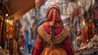 © Malika - Traditional Turkish Attire: Person Walking in Historic Market Setting
