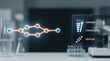 © Chopang.studio - Molecule cluster with glowing bonds and stress level indicators in laboratory setting showing tension and critical stress, conveying scientific analysis and emotional strain