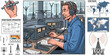 © Kamal - Ham Radio Operator Using Equipment with Antennas, Diagrams, and Radio Frequency Communication for Amateur Radio Illustrations