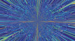 © MS - Dynamic abstract burst of radiating lines and geometric fragments in deep blue and vibrant green creating a sense of rapid movement.