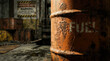 © Sarinrata - Rusty Fuel Drum in Abandoned Industrial Warehouse Interior
