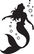 © MdNajmulHaque - Dynamic mermaid silhouette swimming gracefully upwards amidst floating bubbles underwater