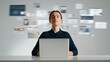 © Sipan - Surreal scene of a young professional sitting at a modern desk with translucent browser windows floating above, symbolizing control amid digital overload.