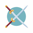 © Rémi Ranguin  - Épées croisées sur fond circulaire bleu – symbole de combat stylisé