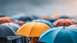 © Putra - Colorful Large Umbrellas in Open Outdoor Setting on Rainy Day