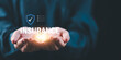 © chaylek - Insurance consultant presents financial protection concept in hands with digital shield icon, emphasizing risk management, policy coverage, asset security, trust assurance, wealth protection strategy