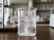 © Him Akari - Bubbling liquid in a science laboratory beaker on a wooden table, perfect for experiments or educational content