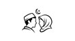 © Elim - Muslim Couple Silhouette with Crescent Moon Symbolizing Love and Faith.