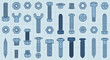 © buggy - Set of Various Metal Bolts Screws and Nuts Collection.