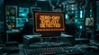 © Wool World - Critical zero-day exploit detected on a prominent screen in a busy, dark operations center, highlighting advanced cyber threat response