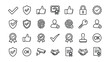 © Rafiqulislam - Set of hand drawn icons for verification security approval with thumbs up security check approved stamp approved thumbs up certificate fingerprint verification validation agreement