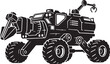 © Rokeyadesigner - Black, industrial, robotic vehicle, heavy machinery, construction equipment, vector illustration