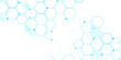 © Kainat  - Molecular structure abstract tech background. Geometric blue background. Vector banner design with hexagons. Science network pattern, connecting lines and dots Medical background, Vector illustration.