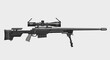 © Cetak - Sniper rifle with scope and bipod on neutral backdrop military-grade long-range weapon for precision shooting monochrome illustration