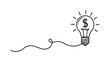 © Three - Hand drawn doodle light bulb with dollar sign symbol. Continuous line style. Hand drawn. Line art. Vector design. illustration