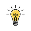 © Slamet - A bright yellow light bulb with the word idea written inside, representing a new concept