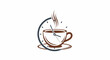 © Galih - Steaming coffee cup superimposed on a clock face, symbolizing break time