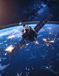 © Ananda - Space satellite orbiting a glowing Earth and starry sky