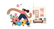 © Tresa - Woman dancing with flowers in living room with modern furniture