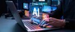 © NAPAARTMAX - Harnessing ai technology for creative content generation at home office digital workspace interactive media modern environment close-up view innovation in productivity