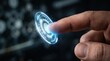 © Darya - Finger touching lock icon for secure access authentication. Digital identity verification concept.