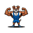 © Bilal - Strong Muscular Dog Bodybuilder Flexing Biceps.