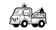 © Par - Cartoon truck with cat Christmas tree.