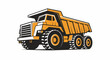 © Raya - A stylized, bright orange and black illustration of a massive mining dump truck
