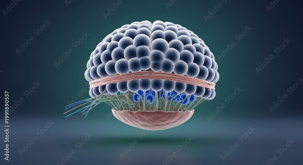 Olfactory bulb 3D neural render, glomerular layer structure ...
