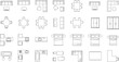© MuhammadRajobAli - Set of Architectural Floor Plan Furniture Icons Including Sofas Tables Beds Kitchen Units and Bathroom Fixtures for Interior Design