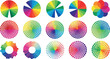 © MST - Comprehensive Color Wheel and Palette Set with Halftone Dots, Circular Gradients, and Vibrant Spectrum Samples for Graphic Designers, Artists, and Digital Creative Media ProjectsComprehensive Color Wh